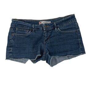 Levis Junior Size 9 Denim Shorts Shorty Cutoff Frayed Hem Blue Jean